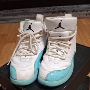 Jordan White and Blue High-Top Sneakers